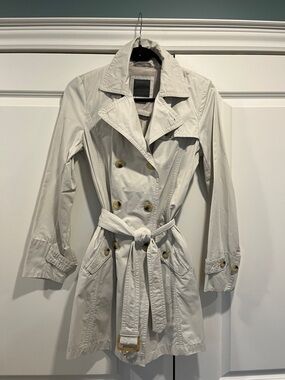 Geox Women's Light Cream Double-Breasted Trench Coat with Belt